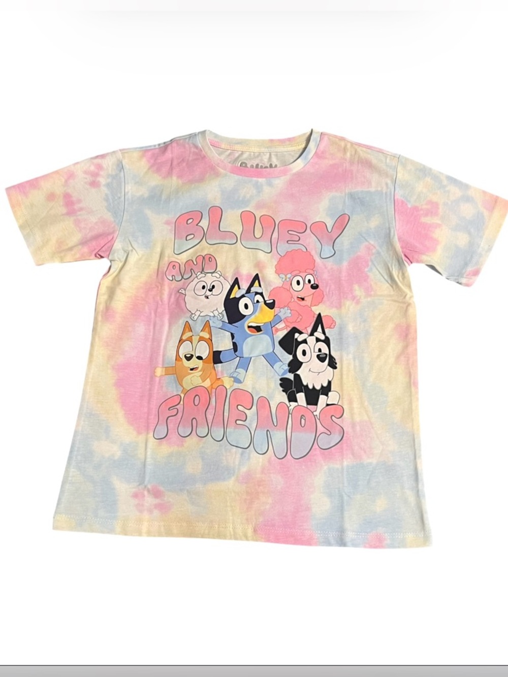 Official Bluey and Friends Pastel Tie-Dye T-Shirt size M ( 7-8) NWT